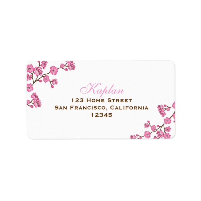 Étiquette de adresse Avital Brown Fleurs roses (Devant)