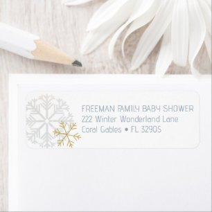 Étiquette de adresse Baby shower Blue Snowflake