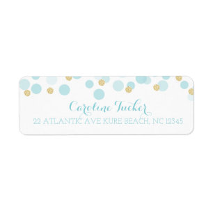 Étiquette de adresse Baby shower de points d'or bl