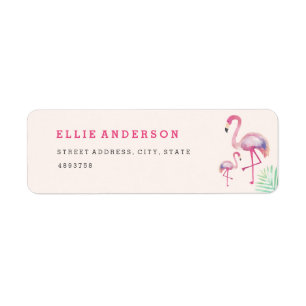 Étiquette de adresse Baby shower Flamant rose rose