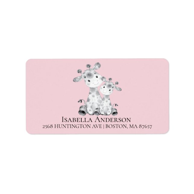 Étiquette de adresse Baby shower Giraffe Girls (Devant)
