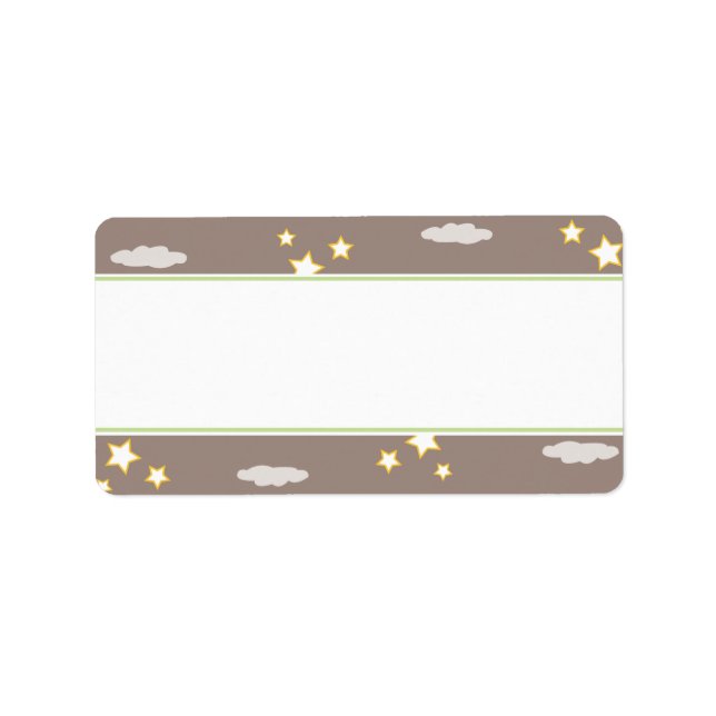 Étiquette de adresse Baby shower Lune et étoiles (Devant)