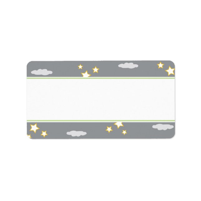 Étiquette de adresse Baby shower Lune et étoiles (Devant)
