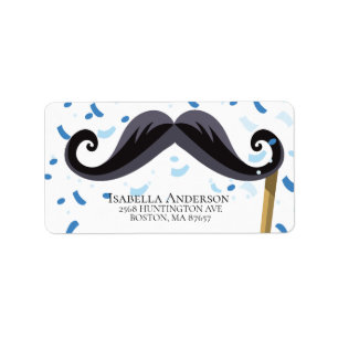 Étiquette de adresse Baby shower Mustache Boys