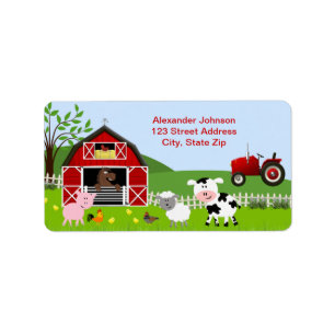 Étiquette de adresse Barnyard Farm Animaux