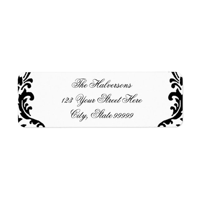 Étiquette de adresse Black and White Damask (Devant)