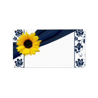 Étiquette de adresse blanc de Sunflower Navy Maria