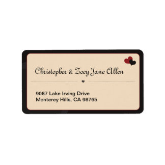 Étiquette de adresse blanc des Coeurs rouge et noi
