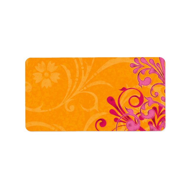 Étiquette de adresse blanc Mariage rose orange (Devant)