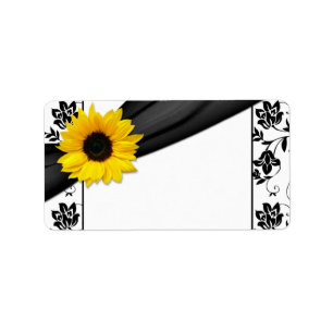 Étiquette de adresse blanc Sunflower Mariage damas