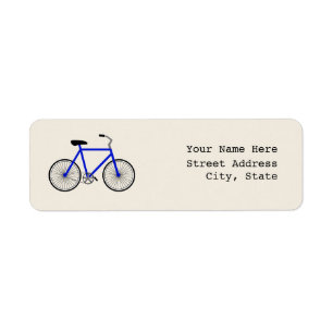 Étiquette de adresse bleu de bicyclette