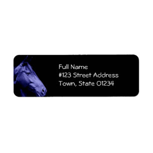 Étiquette de adresse bleu de retour de cheval