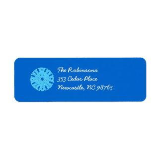 Étiquette de adresse bleu de retour de vacances de