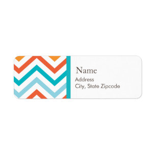 Étiquette de adresse bleu et orange de Chevron