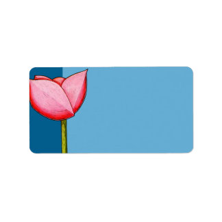 Étiquette de adresse bleu Fleurs simples