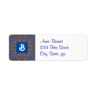 Étiquette de adresse bleu profond
