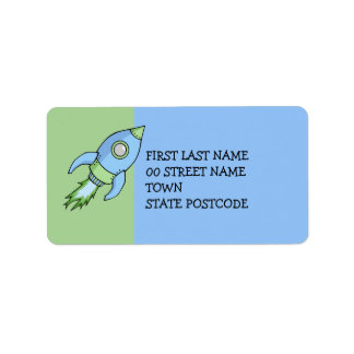 Étiquette de adresse bleu roquette