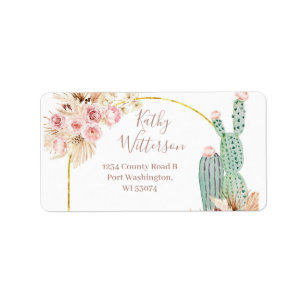 Étiquette de adresse Boho Cactus Baby shower flora