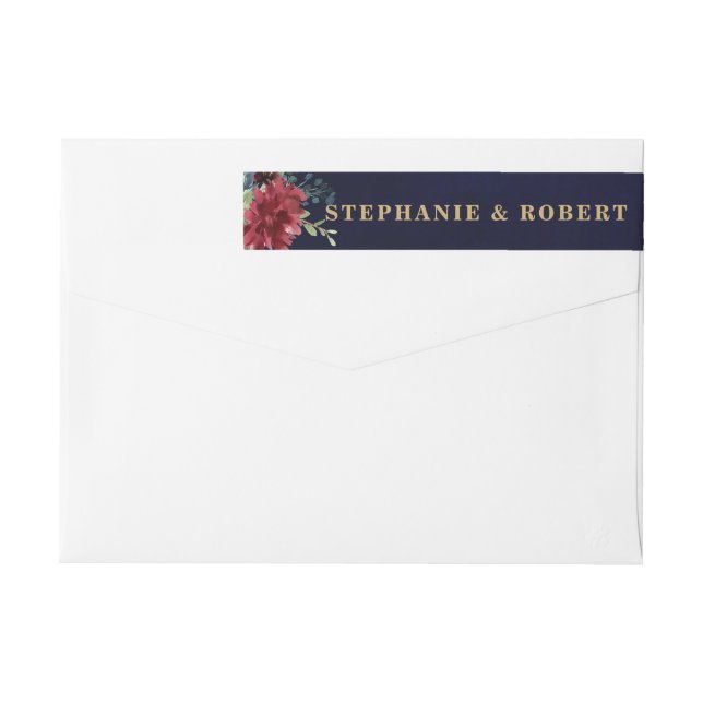 Étiquette de adresse Boho Russe Floral de la Marin (Dos)