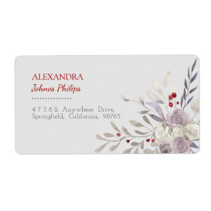 Étiquette de adresse botanique d'aquarelle floral