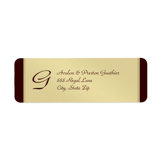 Étiquette de adresse Brown Monogram Gold Faux (Devant)