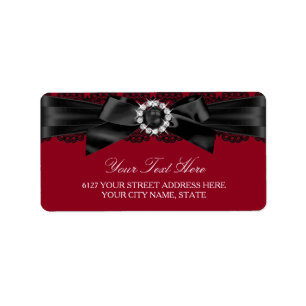 Étiquette de adresse Burgundy Red & Black Pearl Bo