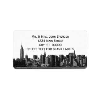 Étiquette de adresse BW NYC large Skyline Etché