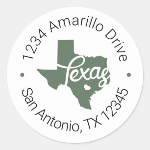 Étiquette de adresse Cactus Green Texas Heart Cuto