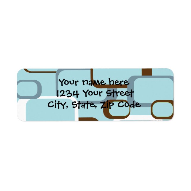 Étiquette de adresse Carré rétro bleu clair (Devant)