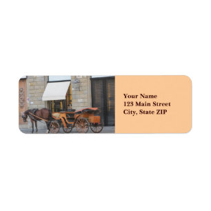 Étiquette de adresse—Cheval et transport