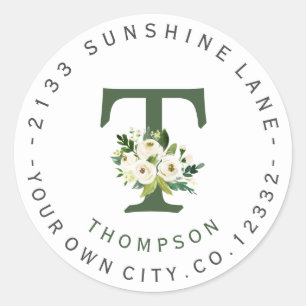 Étiquette de adresse circulaire blanc chic