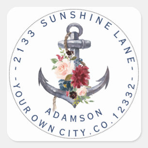 Étiquette de adresse circulaire d'Ancre rose Bourg