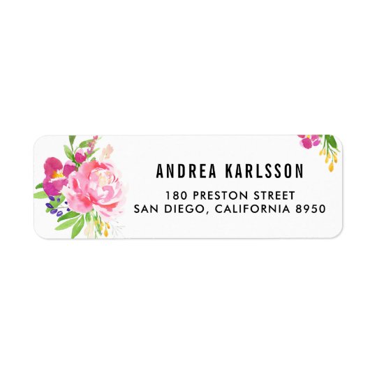 Étiquette de adresse coloré de fleurs de ressort