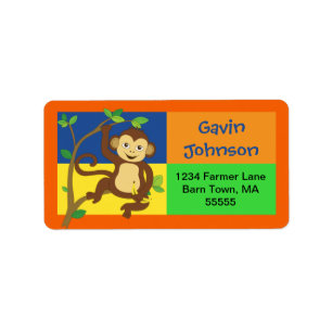Étiquette de adresse coloré de singe d'amusement