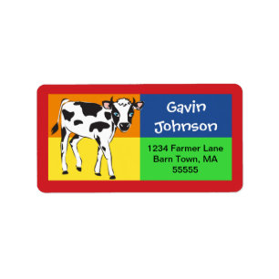 Étiquette de adresse coloré de vache à bébé