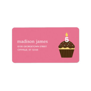 Étiquette de adresse Cupcake - rose