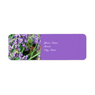 Étiquette de adresse d'abeille et de lavande de