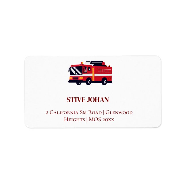 Étiquette de adresse d'anniversaire du camion roug (Devant)