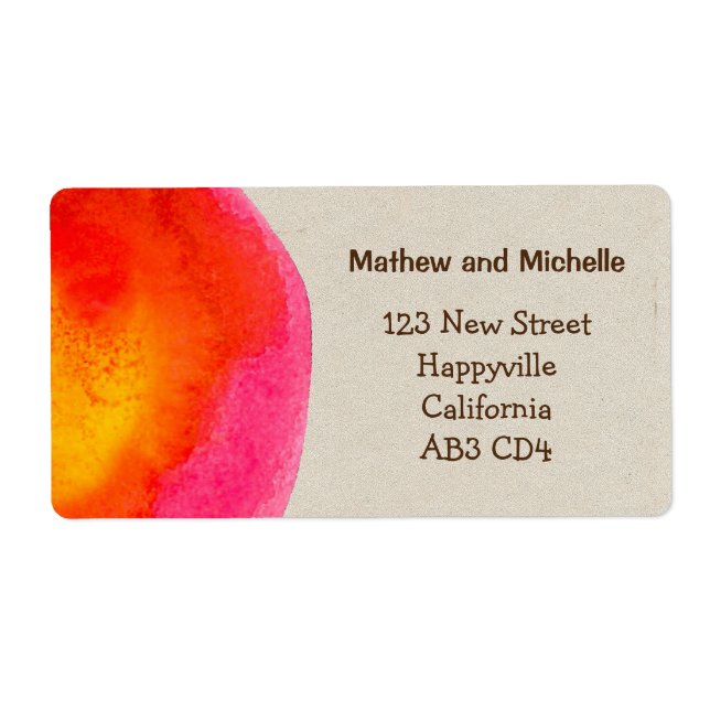 Étiquette de adresse d'aquarelle rouge brillant (Devant)
