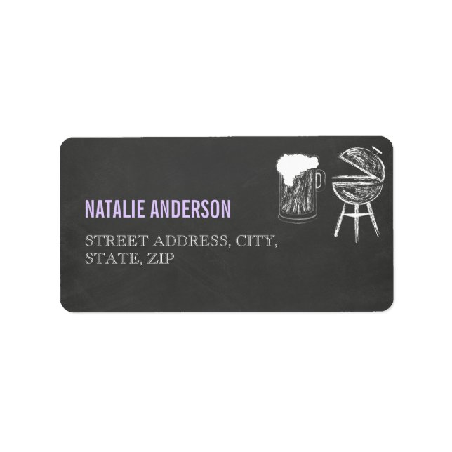 Étiquette de adresse de Baby shower BBQ Chalkboard (Devant)