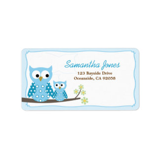Étiquette de adresse de Baby shower Blue Hoot Ows