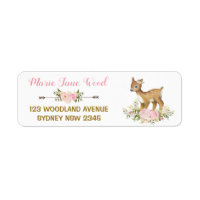 Étiquette de adresse de Baby shower de cerf Floral
