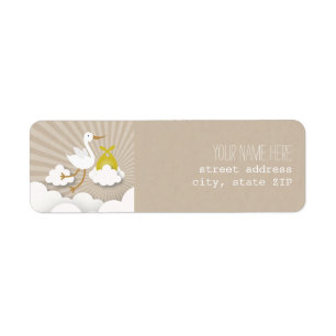 Étiquette de adresse de baby shower de cigogne -