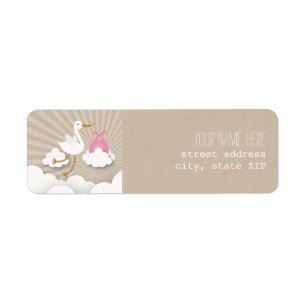Étiquette de adresse de baby shower de cigogne -