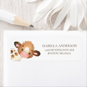 Étiquette de adresse de Baby shower de vache de fe