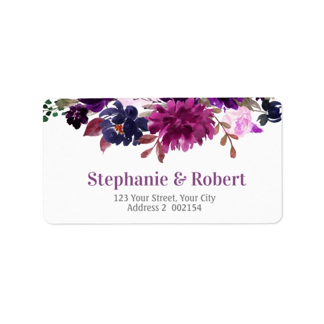 Étiquette de adresse de Boho Floral Lavender viole (Devant)
