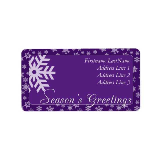 Étiquette de adresse de Bonnes Fêtes violettes (Devant)