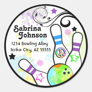 Étiquette de adresse de bowling hanche et coloré