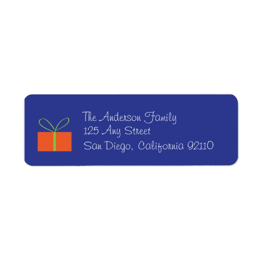 Étiquette de adresse de cadeau de Noël (bleu)