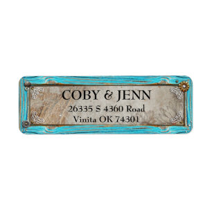 Étiquette de adresse de cadre rustique Turquoise
